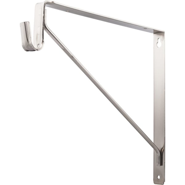Hardware Resources Satin Nickel Shelf Bracket with Rod Support for Oval